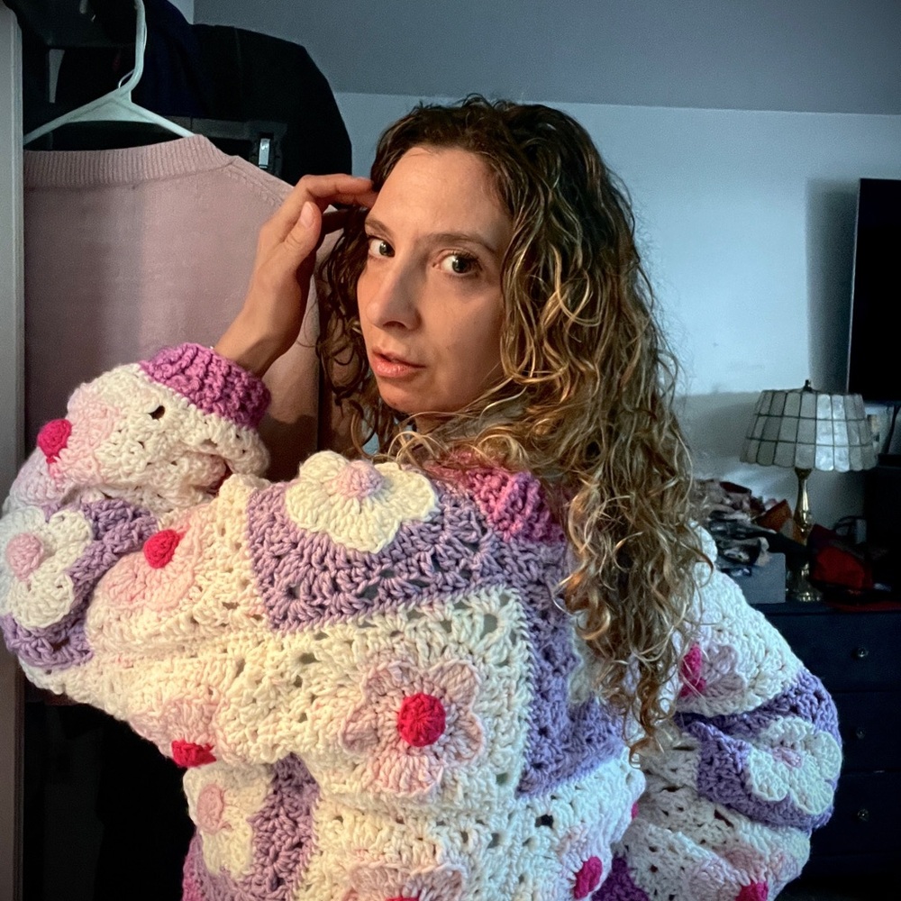 Colorful Granny Square Crochet Flower Sweater
